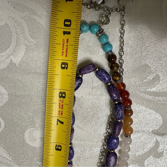 Handmade Layered Necklace upcycled Repurposed Ornate Crystal Pendant OOAK 4191 L - Picture 11 of 15